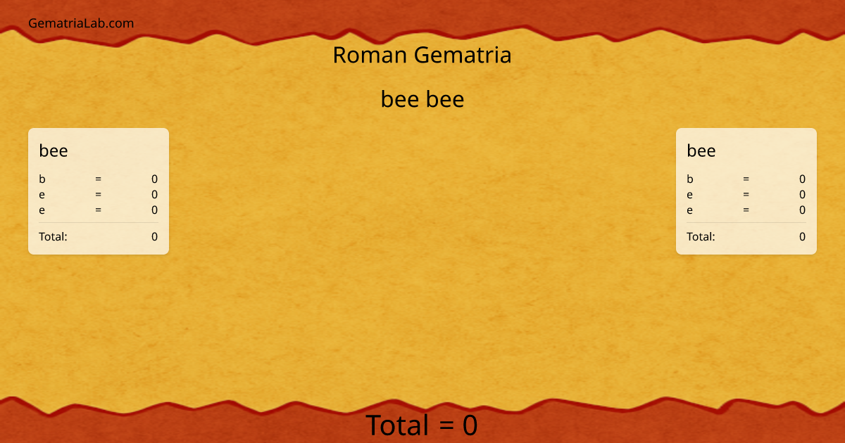 bee bee in roman Gematria